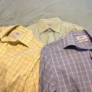 3 Charles Tyrwhitt, lightly worn,collared shirts.Yellow blue, green blue and red
